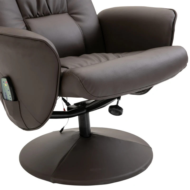 HOMCOM Massagesessel mit Fußhocker | Heizfunktion | 145° Neigung | 81 x 81 x 105 cm | Braun