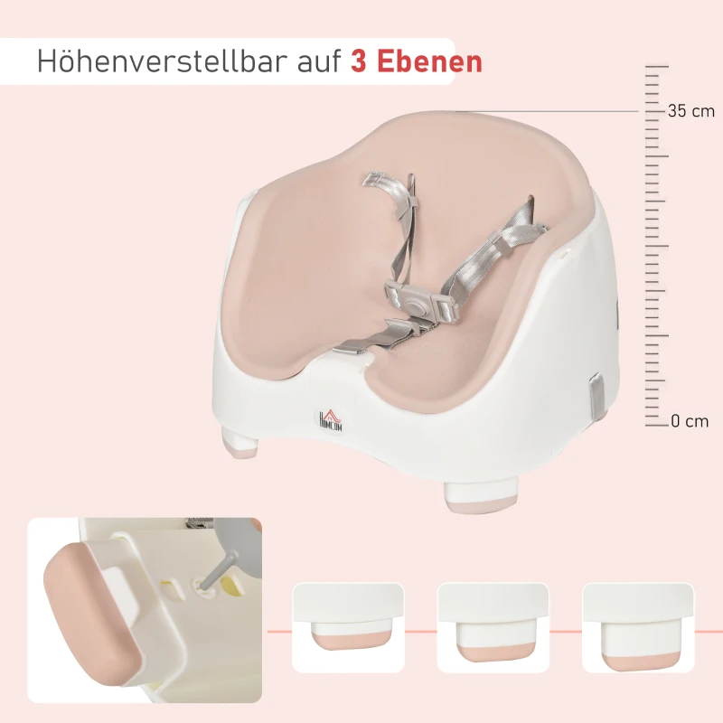 HOMCOM® Kinder Boostersitz Sitzerhöhung Babysitz zum Füttern höhenverstellbar PP PU Rosa