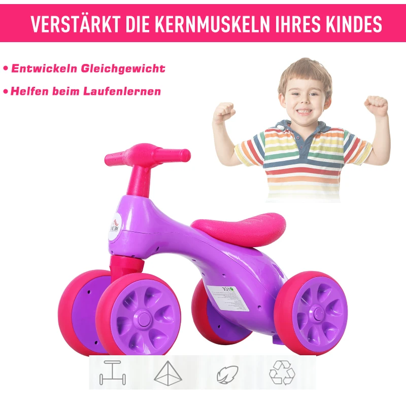 HOMCOM® Laufrad Lauffahrrad Balance Bike 18-36 Monate „BB“ -Klang Ruhig & Sicher PP Lila 57 x 33,5 x 42,5 cm