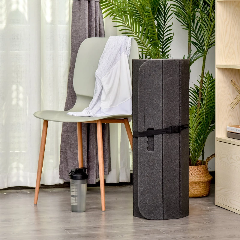 HOMCOM® Yogamatte Rutschfeste Sportmatte Gymnastikmatte mit Tragegurt Weiß