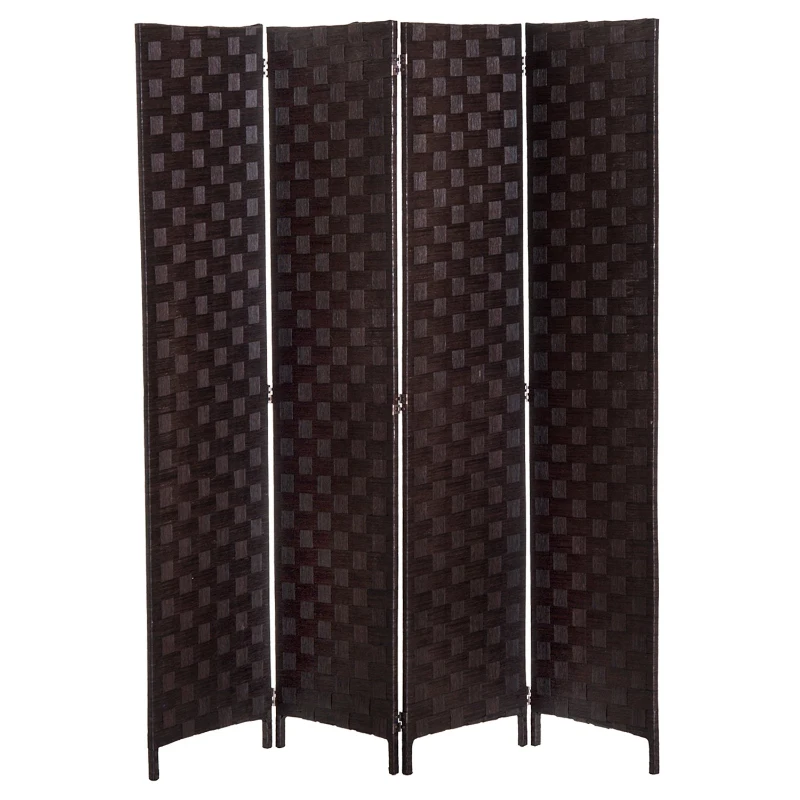 HOMCOM® Paravent Raumteiler 4 tlg. Trennwand Bambus Holz Braun