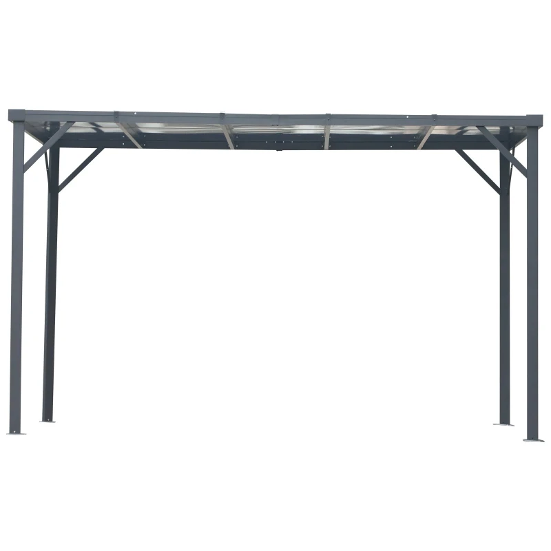Outsunny® Pavillon Pergola mit PC Dach UV-Schutz Wasserfest Alu Schwarz 365 x 265 x 212 cm
