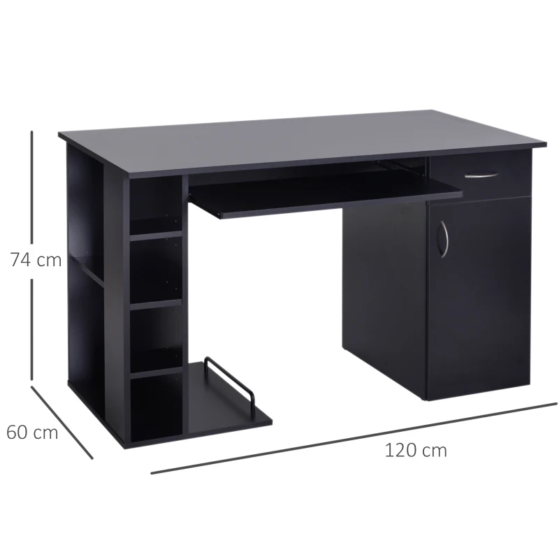 HOMCOM® Schreibtisch Bürotisch aus Holz Computertisch PC Tisch schwarz