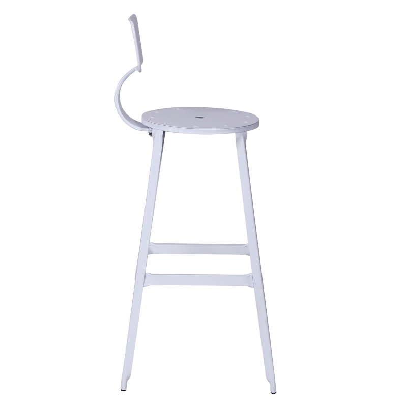 HOMCOM® 2er-Set Barhocker und Bistrostuhl | Küchenhocker | Metall | 46 x 44 x 103cm | Weiß