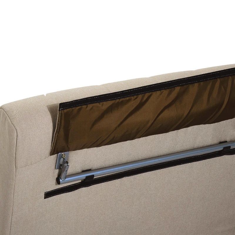 HOMCOM® Klappbares Schlafsofa | Stahl, PC, Schaumstoff | Sofa: 102 x 82 x 81 cm | Bett: 190 x 98 x 25 cm | Creme