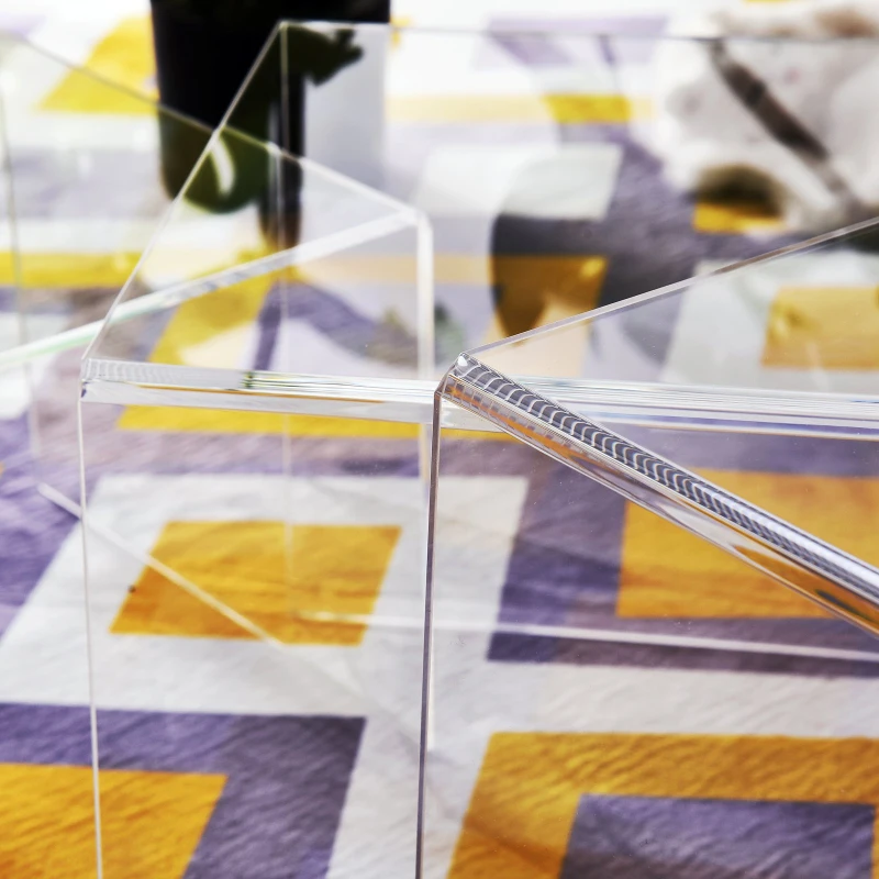 HOMCOM® Beistelltisch 3er-Set Couchtisch Satztisch Sofatisch Glastisch klar Acrylglas 32 x 30 x 24 cm/35 x 30 x 28 cm/38 x 30 x 32 cm