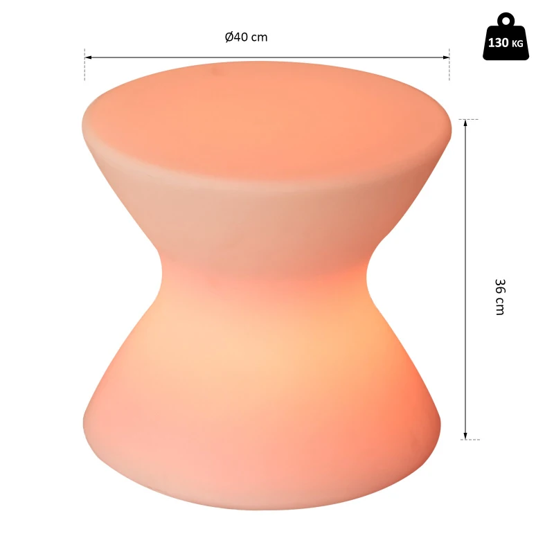 Outsunny® LED-Hocker LED Beistelltisch Gartenleuchte 16 Farben Farbwechsel Fernbedienung PE 40 x 40 x 36 cm