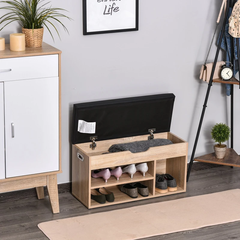 HOMCOM® Schuhbank Sitzbank Sitztruhe Eingangsbereich Diele PU Natur