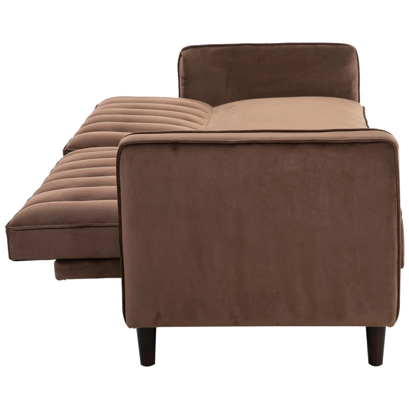 HOMCOM® Schlafsofa Sofabett Schlafcouch Flanell Metallrahmen Braun/ Grau