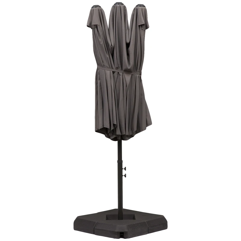 Outsunny® Doppelsonnenschirm mit Ständer Gartenschirm Marktschirm Terrasse Stahl Grau