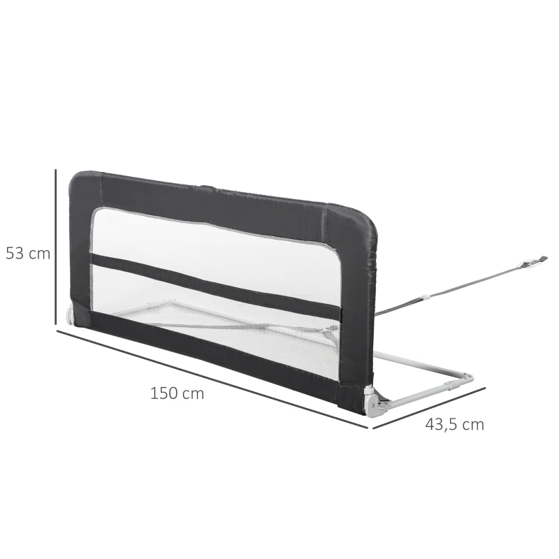 HOMCOM® Bettgitter 150 cm Bettschutzgitter Rausfallsschutz für Sicherheit faltbar Grau