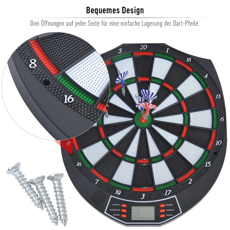 HOMCOM® Elektronische Dartscheibe Dartboard soft Dart inkl. 6 Pfeile