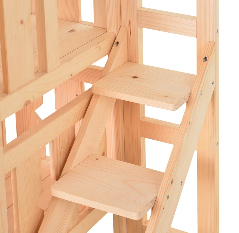 PawHut® Katzenbett 2 Ebenen Haustierbett Welpenbett Katzenhaus mit Treppe Tannenholz