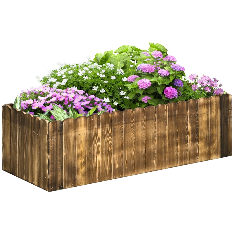 Outsunny® Hochbeet Pflanzkasten Kräuterbeet Pflanzbeet Gemüse Blumenbeet Blumenkasten, Tannenholz (Modell3)