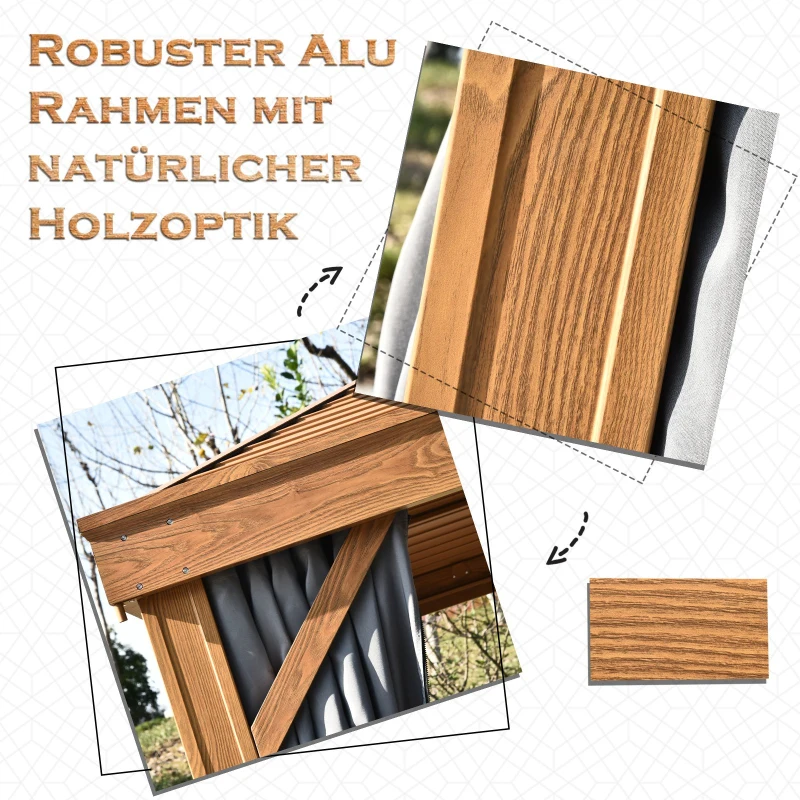 Outsunny® Pavillon Partyzelt Festzelt Gartenlaube mit Seitenwände Stahldach Aluminium Grau