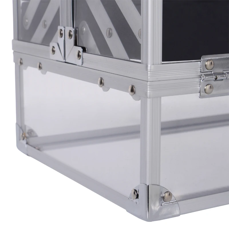 HOMCOM® Schmuckschatulle Schmuckkästchen Schmuckkasten Aluminium Acryl Silber 30 x 19,2 x 16 cm