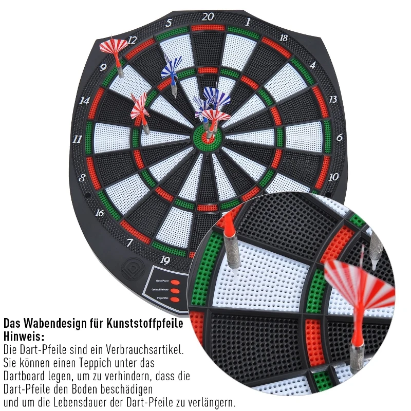 HOMCOM® Elektronische Dartscheibe Dartboard soft Dart inkl. 6 Pfeile