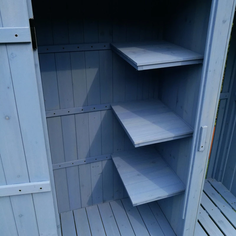 Outsunny® Gartenhaus 2-in-1 Gerätehaus mit Brennholzlagerraum Geräteschuppen Holz Blau