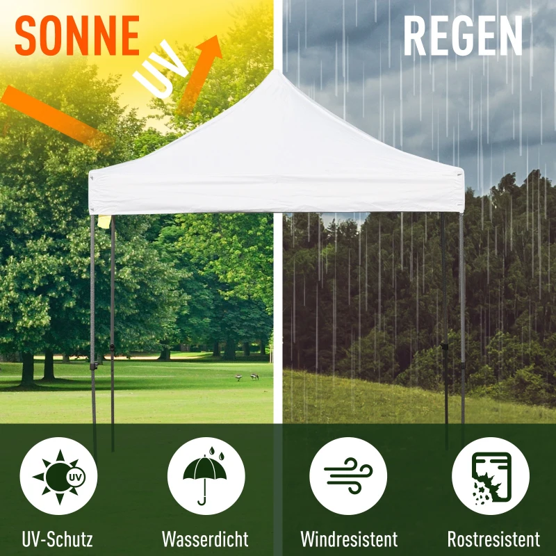 Outsunny® Garten-Pavillon Faltpavillon Festzelt Gartenzelt Höhenverstellbar Heringe Oxford