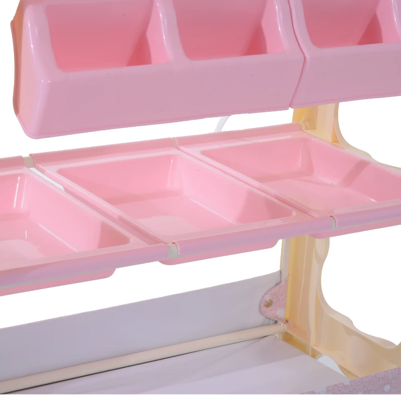 HOMCOM® Baby Wickeltisch mit Badewanne Mobil Rosa