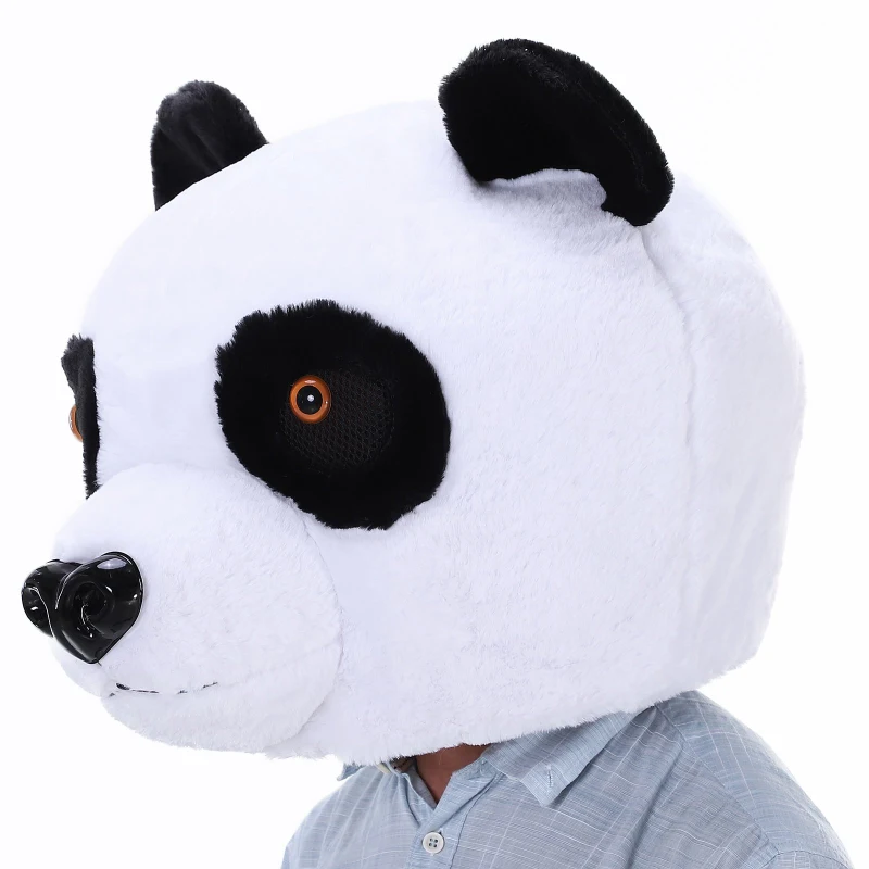 HOMCOM® Panda Tierkopfmaske | Einheitsgröße | Kostüm | Polyester | 44 x 40 x 36 cm | Weiß, Schwarz