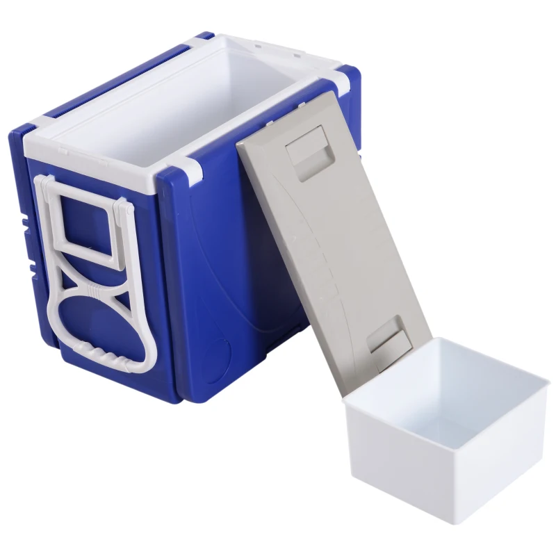 Outsunny® Kühlbox mit Rollen 28L tragbar Camping 3-in-1-Set mit 1 Seitentisch + 2 Hocker klappbar
