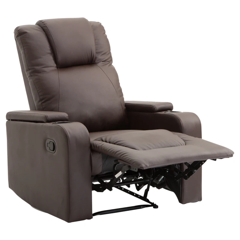 HOMCOM® Relaxsessel | Fernsehsessel | Kunststoff, Schaumstoff, Stahlfüße | 85 × 98 × 103 cm | Braun