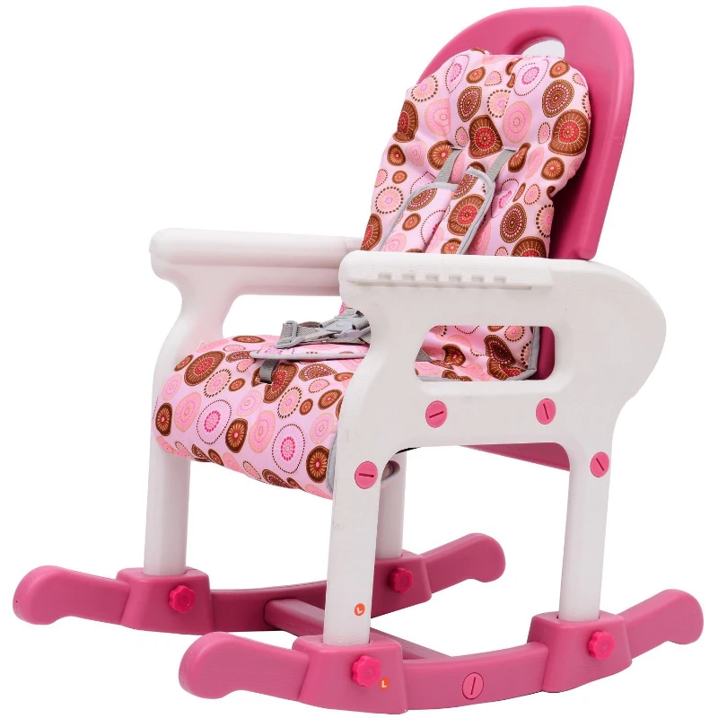 Kinderhochstuhl Kombihochstuhl Multifunktion Babyhochstuhl mit Schaukelfunktion rosa