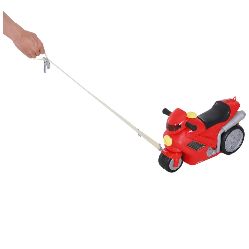 HOMCOM® Kinderkoffer Motorrad Kindergepäck Handgepäck mit Gurt zum Sitzen Rot Räder