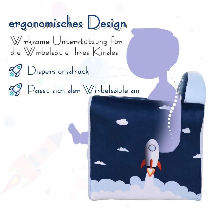 HOMCOM® Kindersessel mit Raketen Minisessel Kindersofa Kindermöbel ab 3 Jahre Flanell