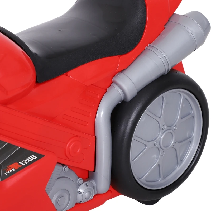 HOMCOM® Kinderkoffer Motorrad Kindergepäck Handgepäck mit Gurt zum Sitzen Rot Räder