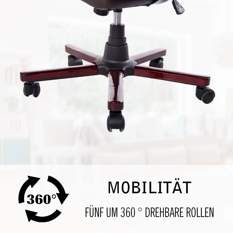 HOMCOM® Drehstuhl Chefsessel Sitzhöhe 43-52 cm Braun Rot