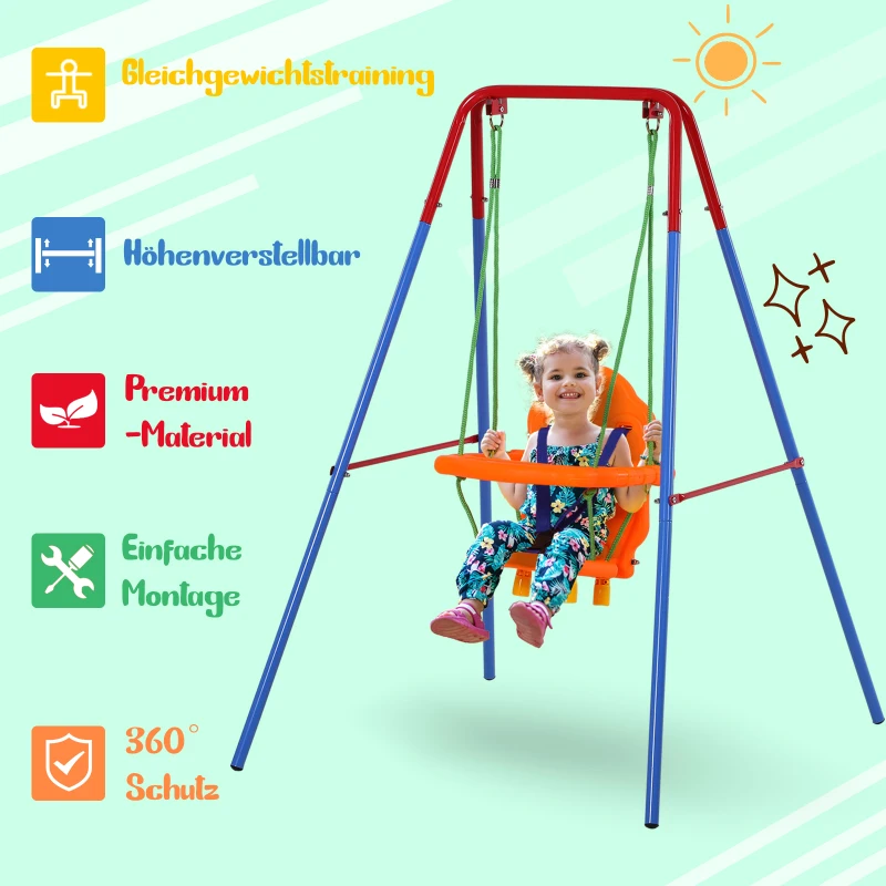 HOMCOM® Kinderschaukel mit Sicherheitsgurt Kleinkindschaukel Schaukelsitz ab 1 Jahr PP PE