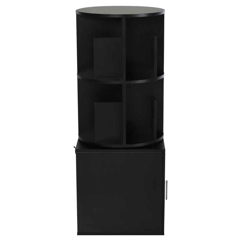HOMCOM® Bücherregal 2-in-1 Standregal Drehregal 360 ° drehbar Abnehmbar Schwarz