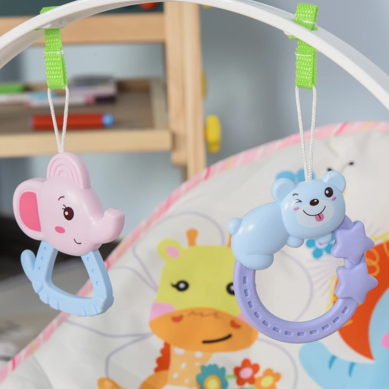 HOMCOM® Baby Schaukelsitz Schaukelstuhl vibrierende Babywippe mit Musik Tiermuster
