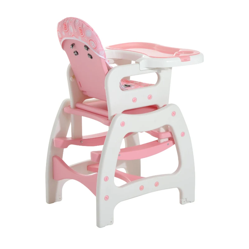HOMCOM® 3 in 1 Kinderhochstuhl - Kombihochstuhl - Rosa-Weiß