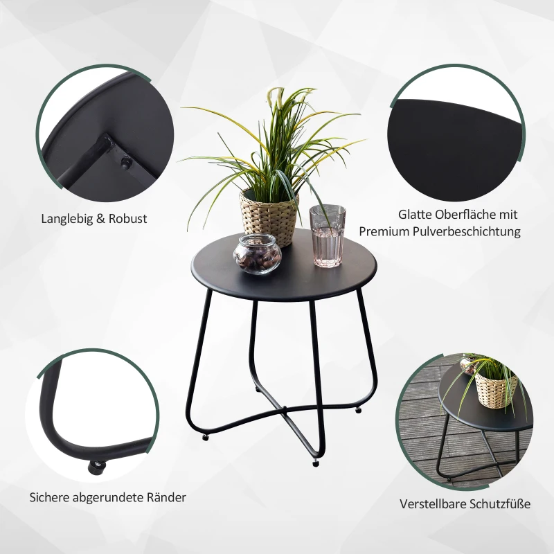 Outsunny® Beistelltisch Couchtisch Wohnzimmertisch Kaffeetisch Metall Schwarz