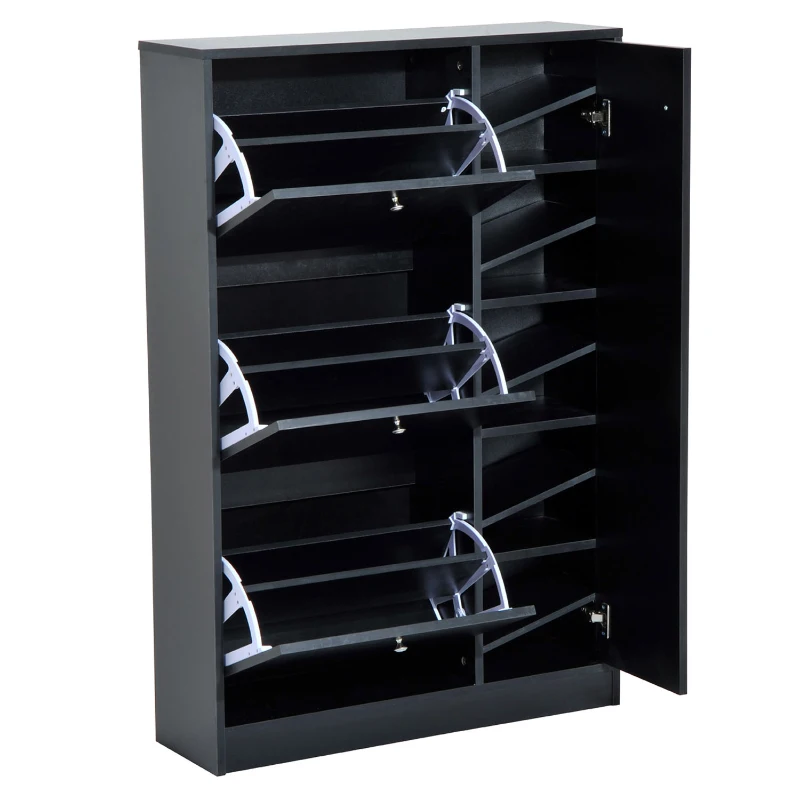 HOMCOM Schuhkipper Schuhschrank Schuhständer Schuhregal 22-28 Paar 80x24x120cm 2 Farben (Schwarz)