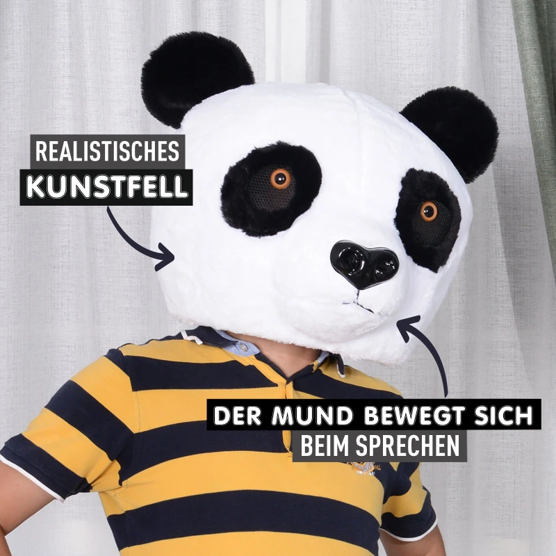 HOMCOM® Panda Tierkopfmaske | Einheitsgröße | Kostüm | Polyester | 44 x 40 x 36 cm | Weiß, Schwarz