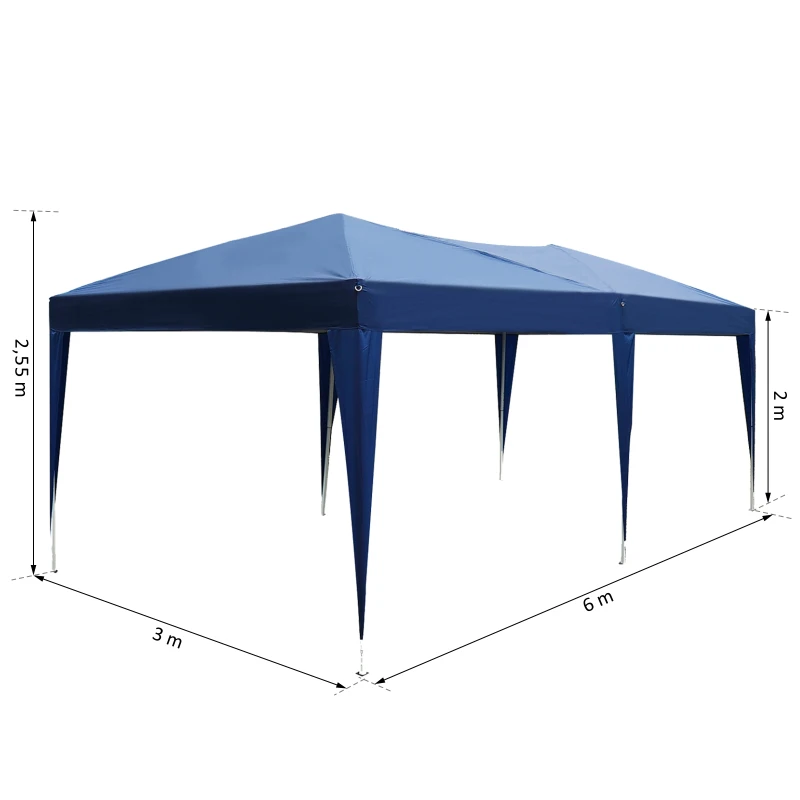 Outsunny® Gartenpavillon faltbar 3x6 m mit Tragetasche, blau
