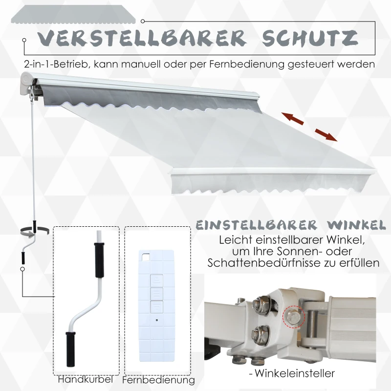 Outsunny® Markise mit Handkurbel Gelenkarmmarkise Elektrisch/Manuell Sonnenschutz Alu