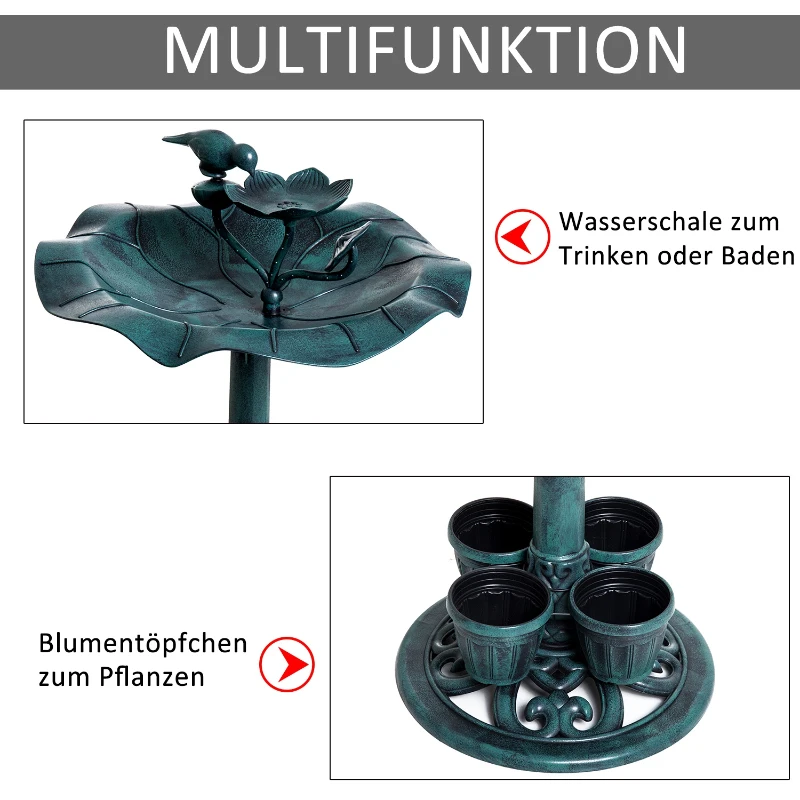 Outsunny® Vogeltränke Wasserschale Kunststoff Antik Grün