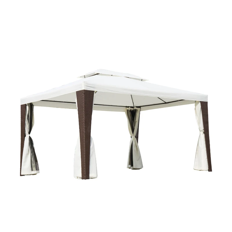 Outsunny® Polyrattan Gartenpavillon inkl. Seitenteile 3x4m