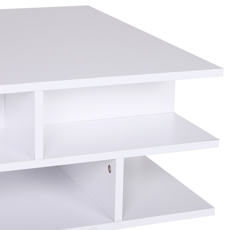 HOMCOM® Couchtisch Beistelltisch Wohnzimmertisch Sofatisch Satztisch 12 x Ablage Holz Weiß 70 x 70 x 29 cm