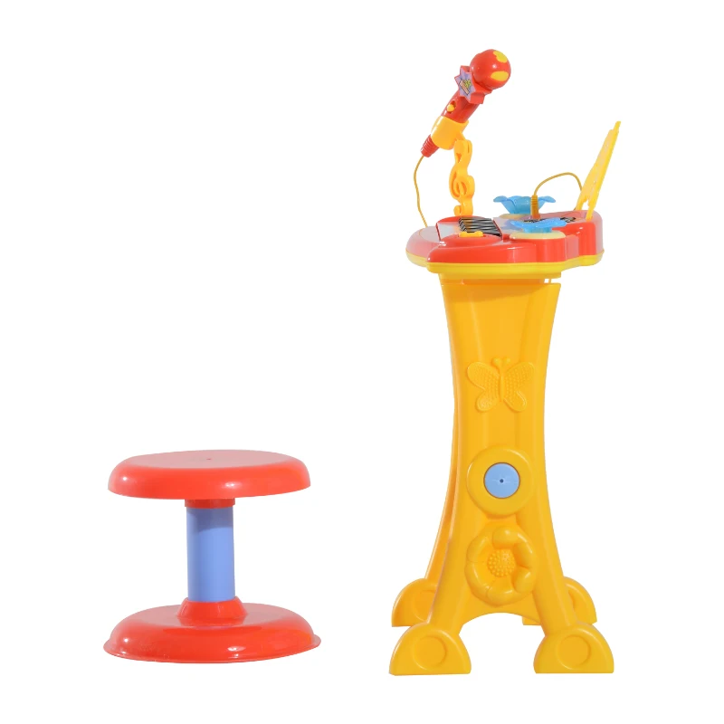 HOMCOM Kinder Mini-Klavier MP3 inkl. Hocker 32 Tasten gelb