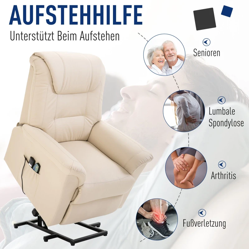 HOMCOM® Massagesessel mit Wärmefunktion | Massagestuhl | Creme | 100 x 93 x 105 cm