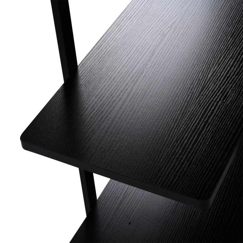 HOMCOM® Standregal Aktenregal Bücherregal Holzregal Lagerregal 4 x Fach Schwarz 105 x 33,8 x 138 cm