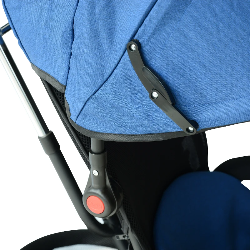 HOMCOM® Kinderdreirad mit Dach Lenkstange Kinderwagen Schieber Blau