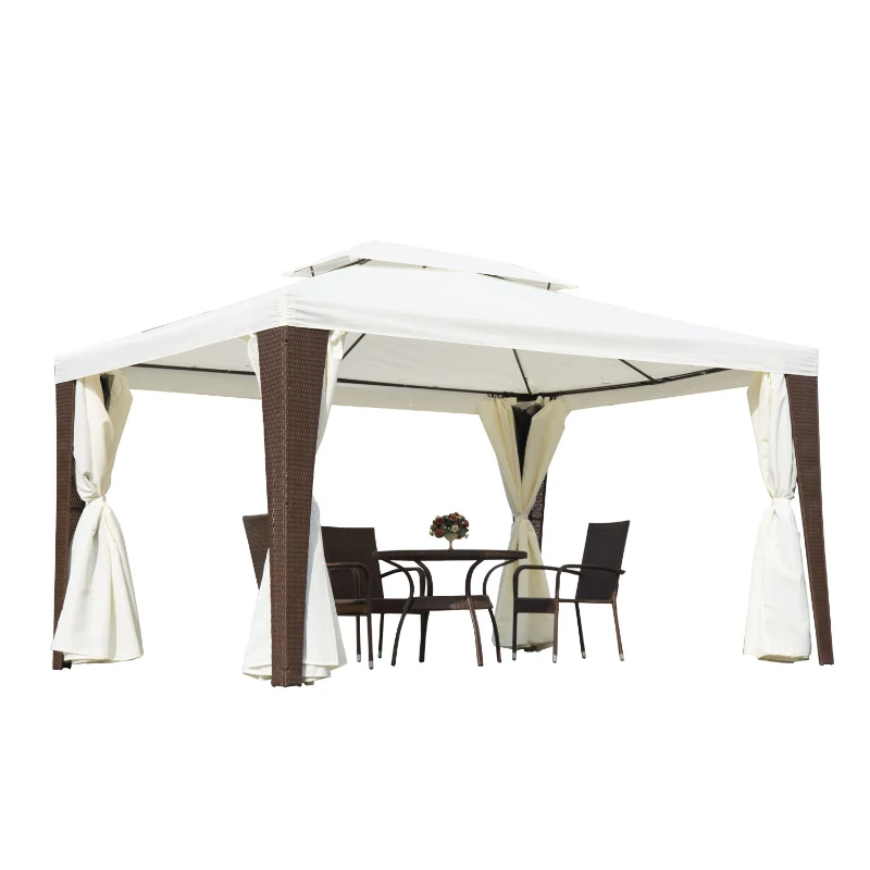 Outsunny® Polyrattan Gartenpavillon inkl. Seitenteile 3x4m