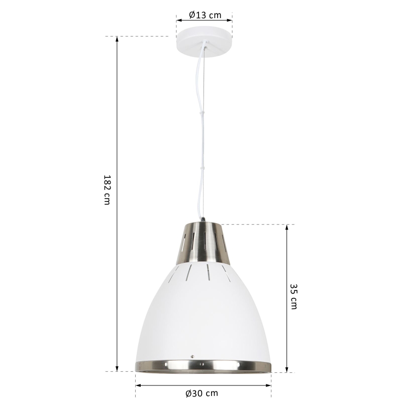 HOMCOM® Vintage Deckenlampe | Hängelampe | 40 W | Metall | ∅30 x H35 cm | Weiß